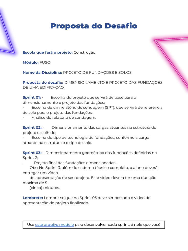 Projeto Integrador 2024 - Fundações e Solo | PDF