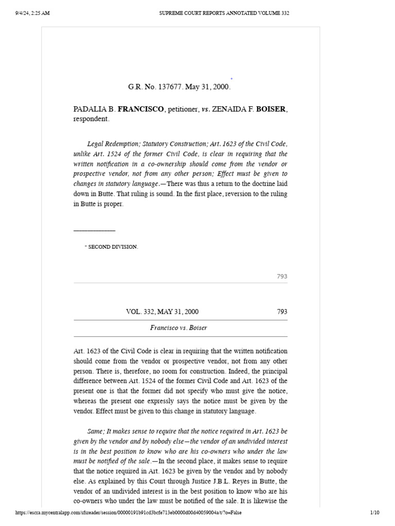 Francisco v. Boiser | PDF