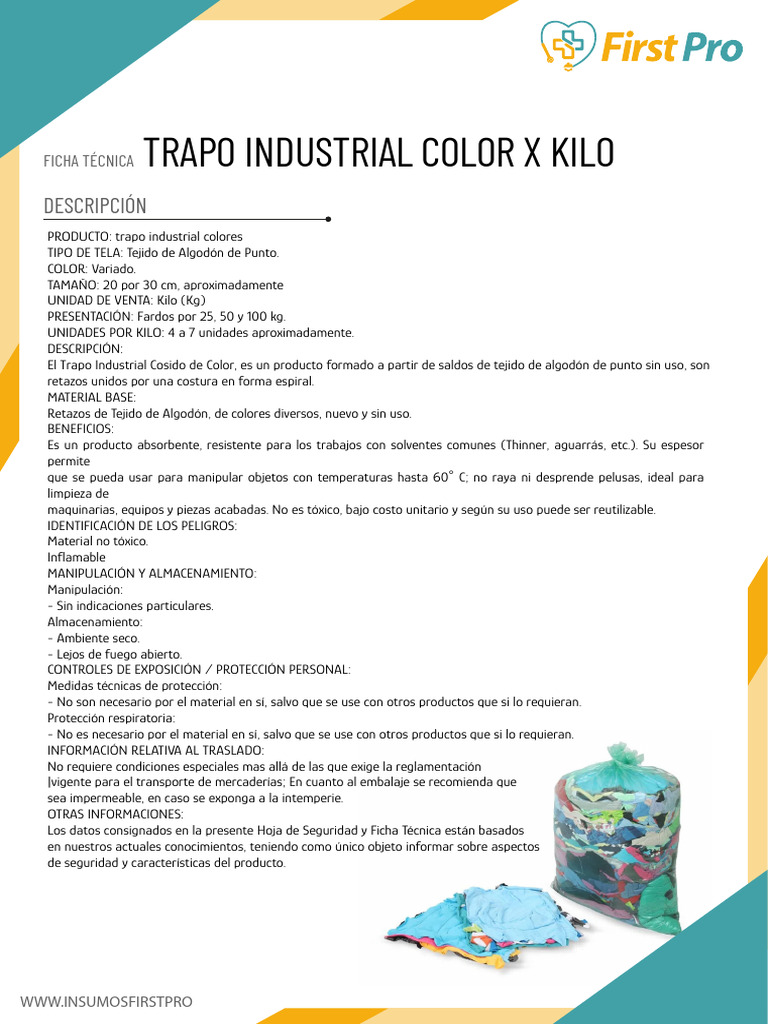 Ficha Técnica: Trapo Industrial Color | PDF | Technology & Engineering