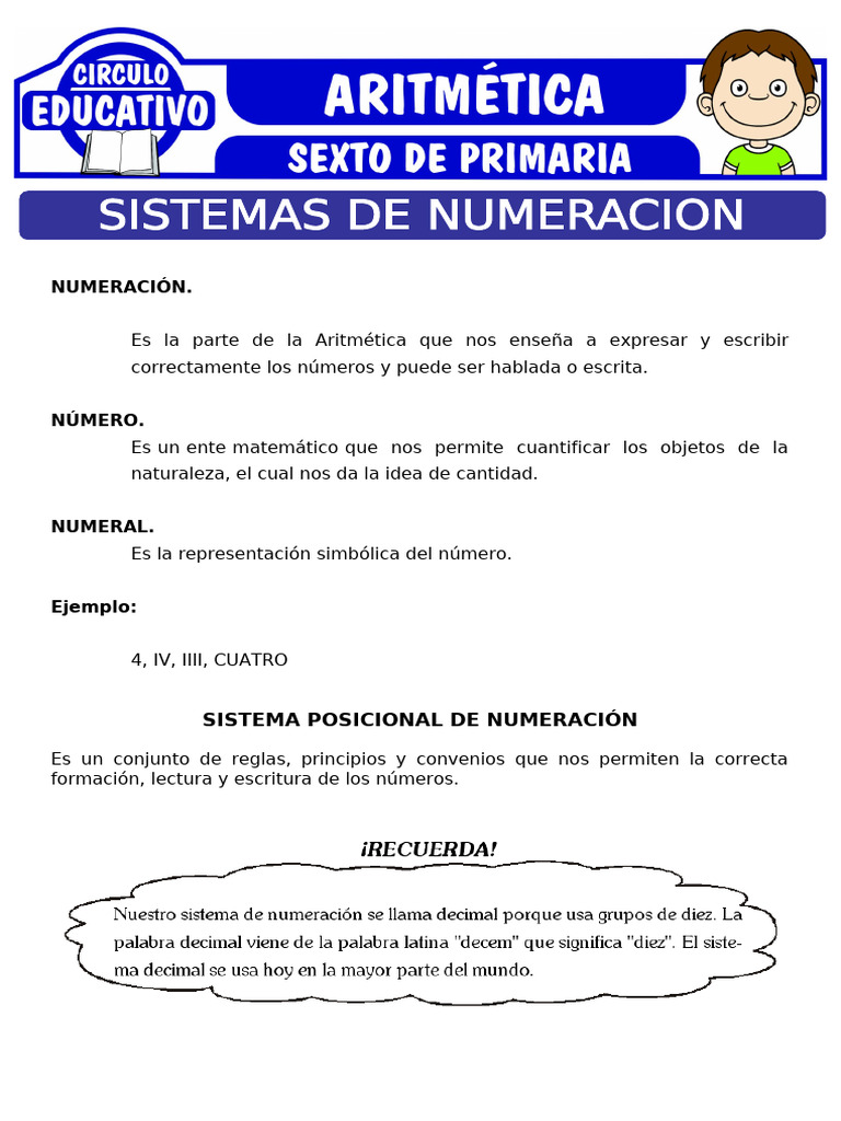 Sistemas-de-Numeracion-para-Sexto-de-Primaria | PDF