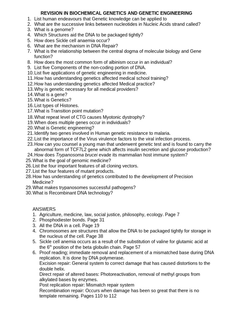 Genetics Questions and Answers | PDF