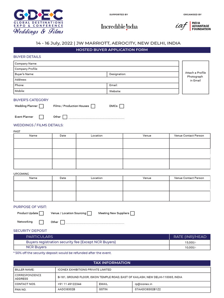 Hosted Buyer Application for GDEC 2022 | PDF | Finance & Money Management