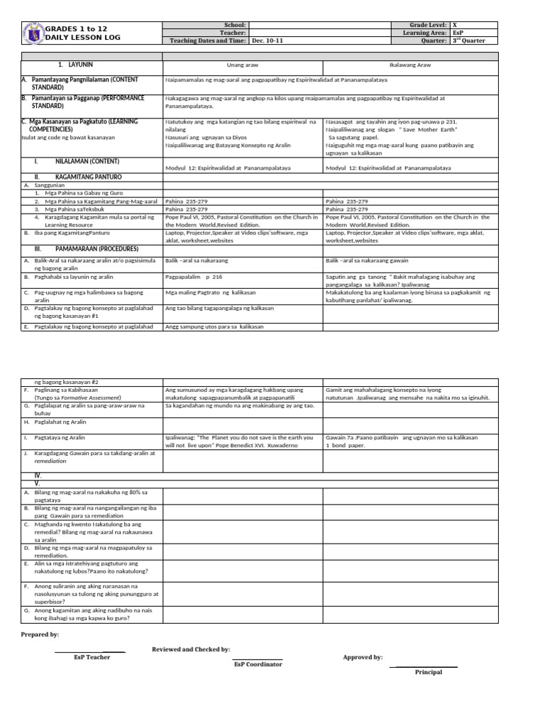 DLL Esp 10 3rd Grading Modyul 12 Week 6 | PDF | Career & Growth ...