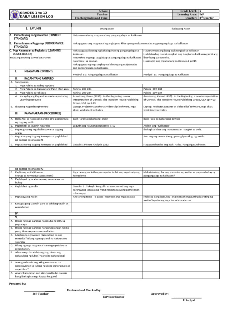 ESP 10 Module 11: Kalikasan Care | PDF | Language Arts & Discipline