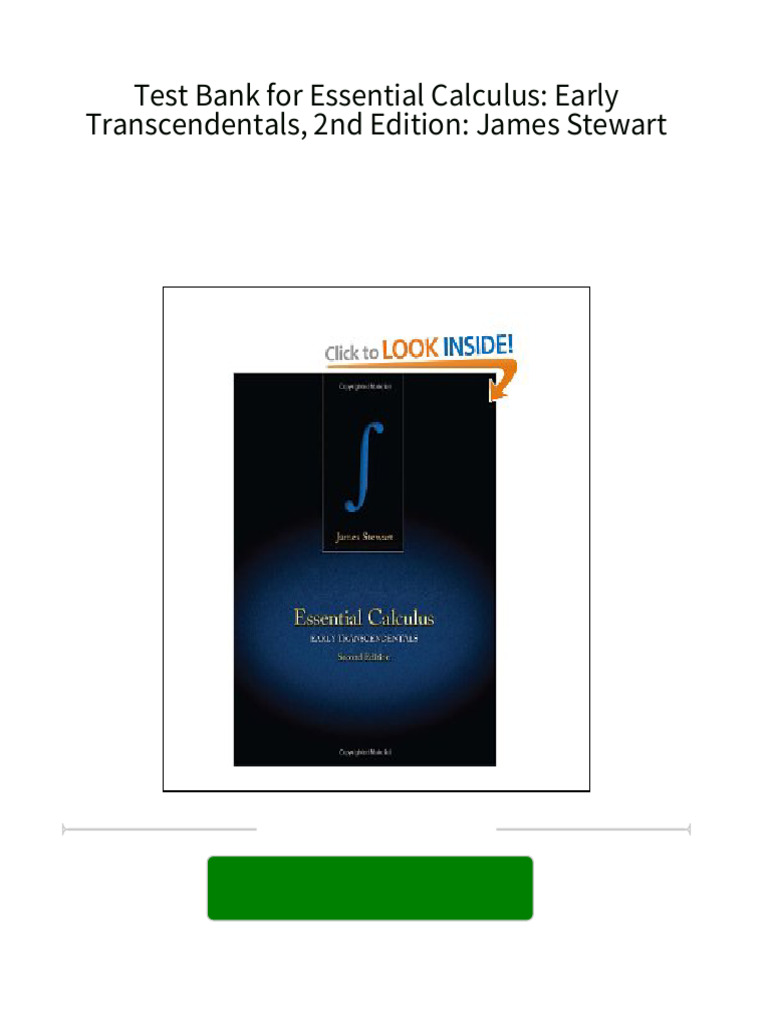 Instant download Test Bank for Essential Calculus Early