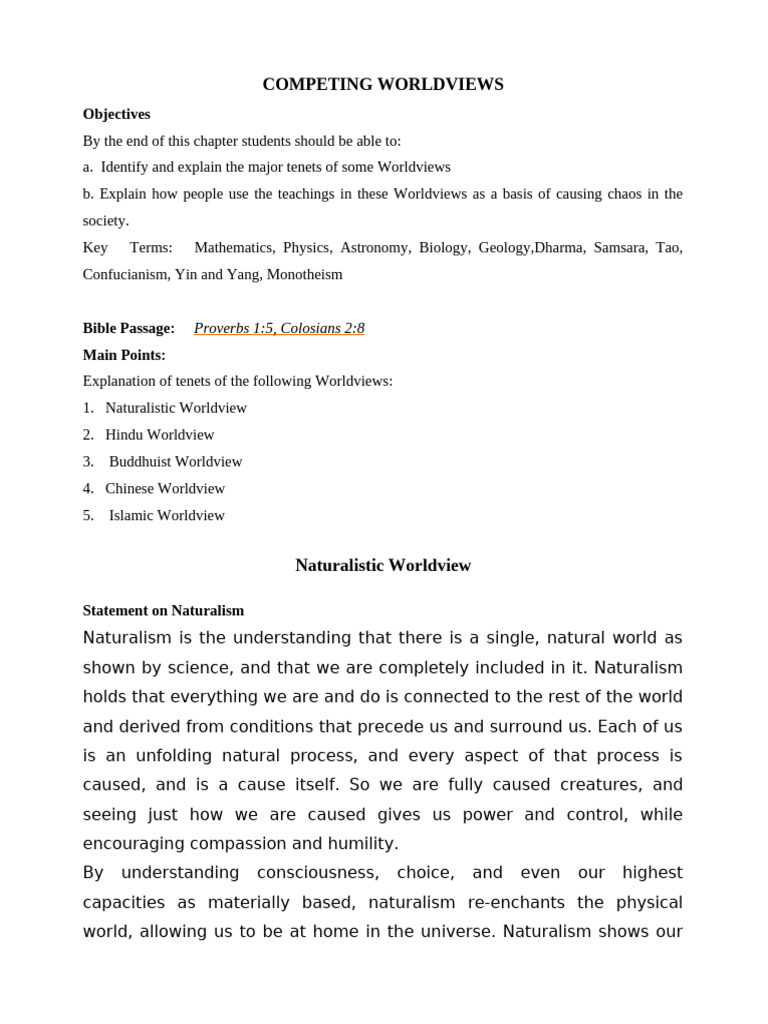 Competing Worldviews Explained | PDF | Confucianism | Brahman