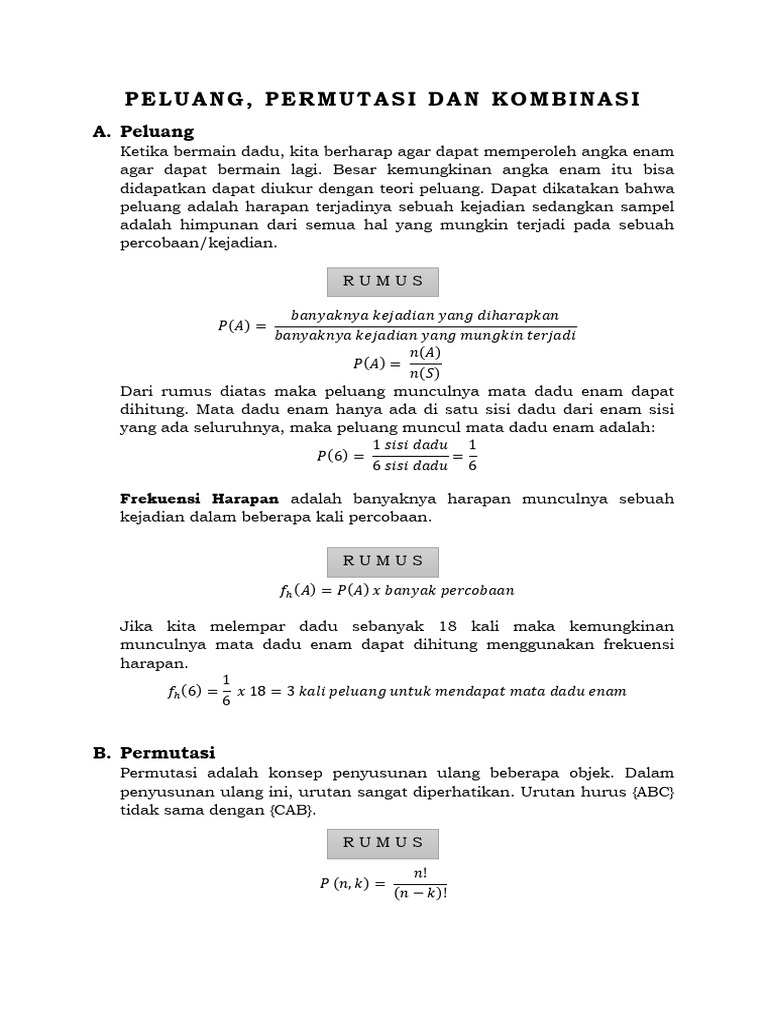 Tiu Peluang Permutasi Dan Kombinasi | PDF