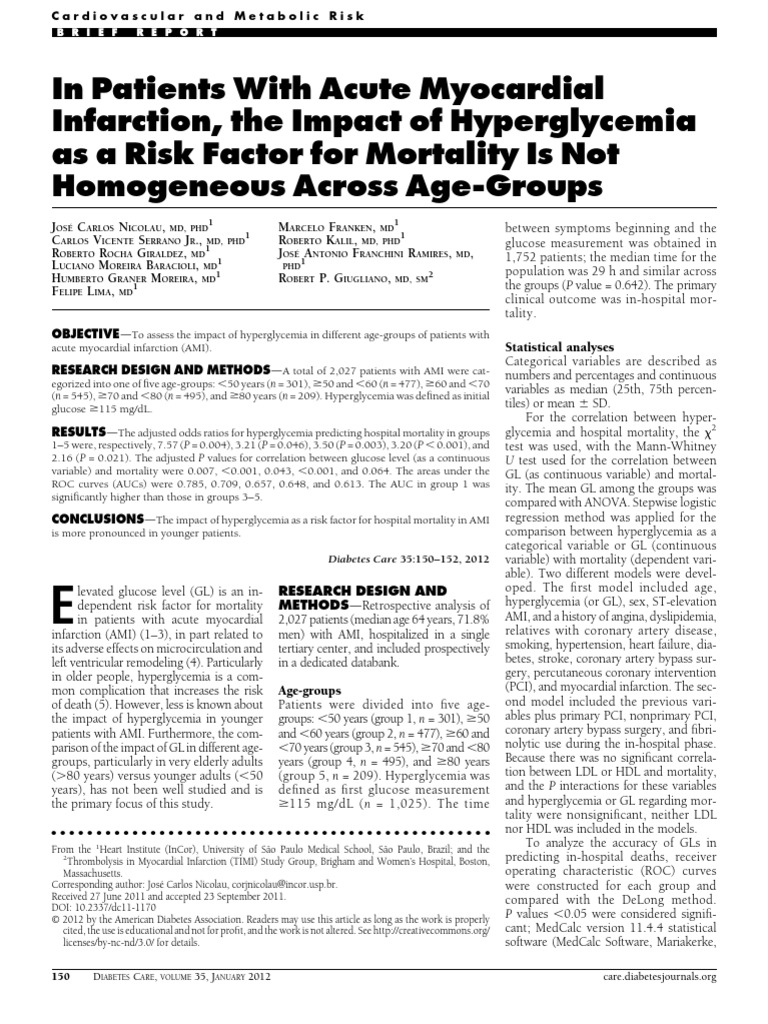 In Patients With Acute Myocardial Infarction, The Impact of ...
