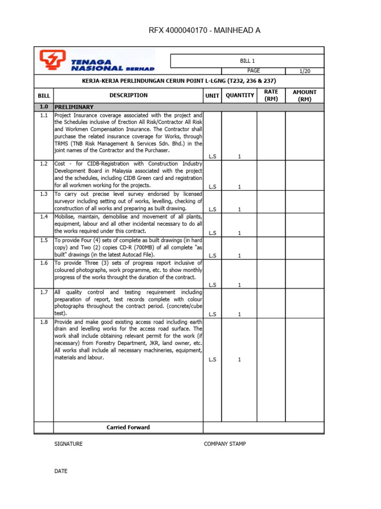 Bill of Quantities for Construction Works | PDF | Concrete | Reinforced ...