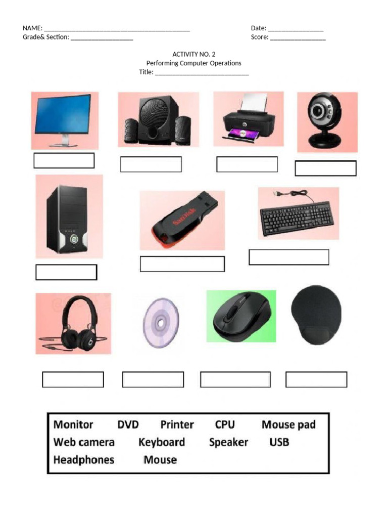 Activity 2: Input/ Output Devices | PDF | Computers image.