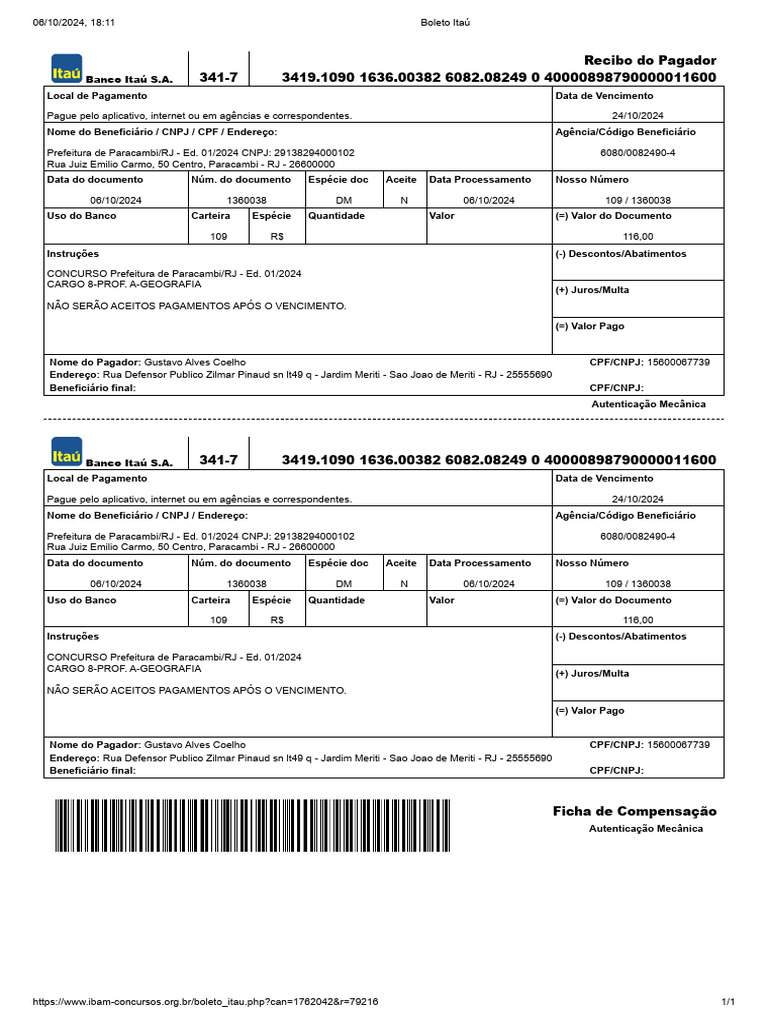 BOLETO ATUALIZADO ITAU visual data 4