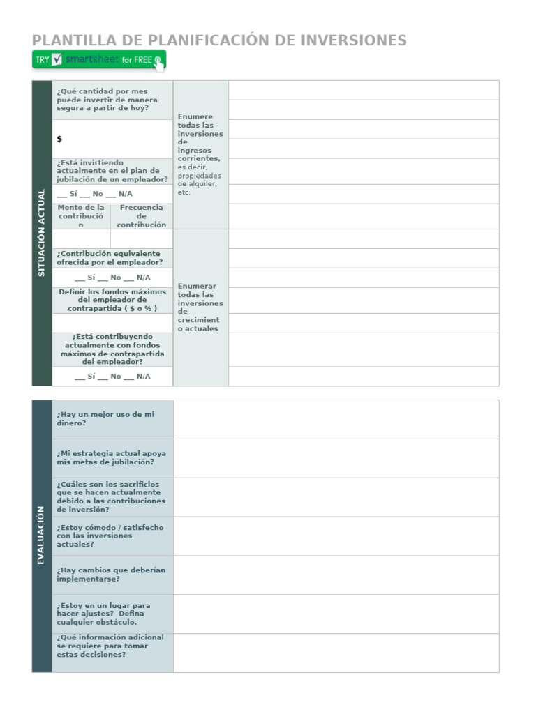 IC Investment Planning Template 27177 WORD - ES | PDF | Inversiones ...