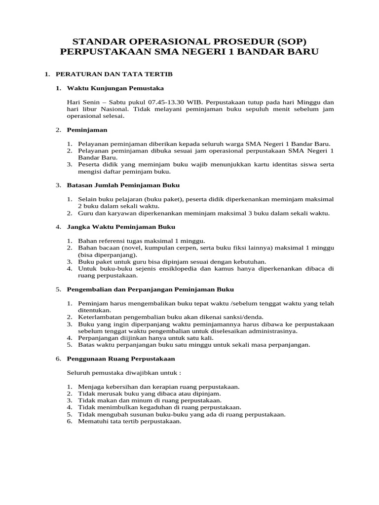 Standar Operasional Prosedur | PDF