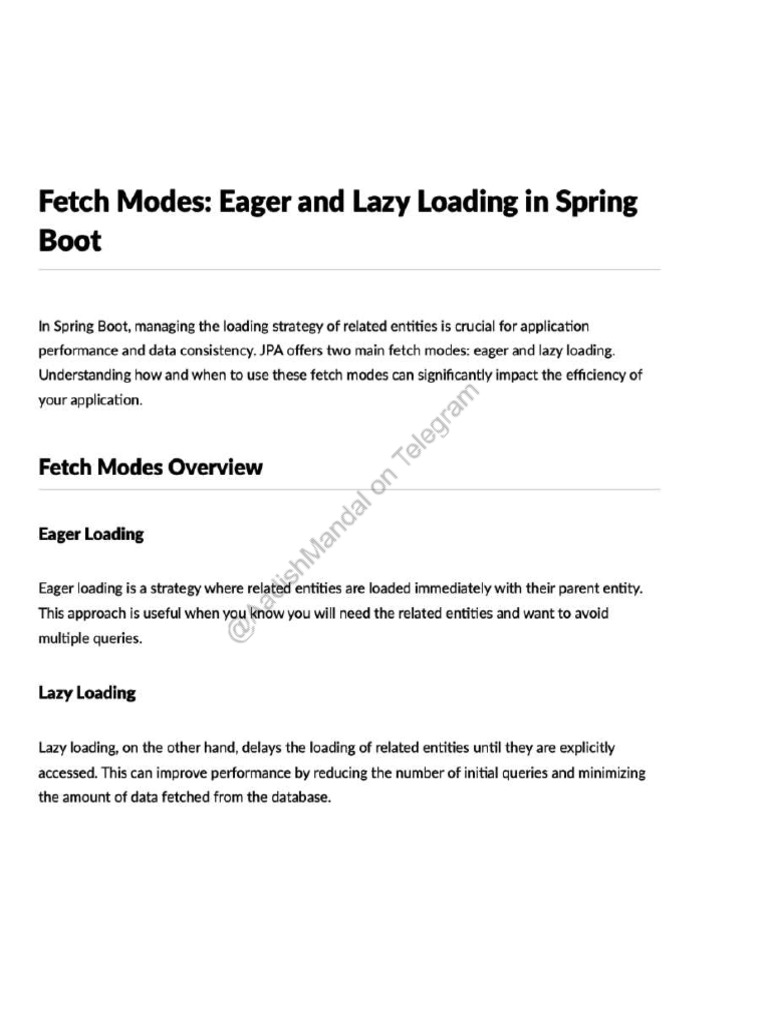 Fetch Mode Lazy Loading | PDF