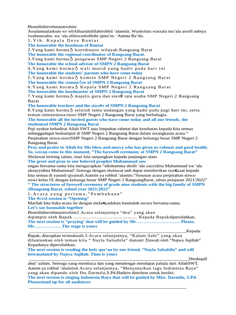 Teks Mc Perpisahan Imggris Pdf