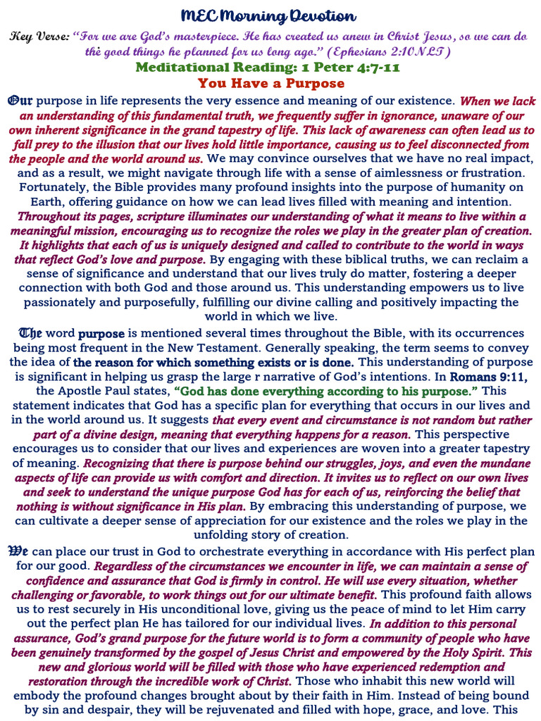 Morning Devotion 29.9.24 | PDF | God | Religion & Spirituality