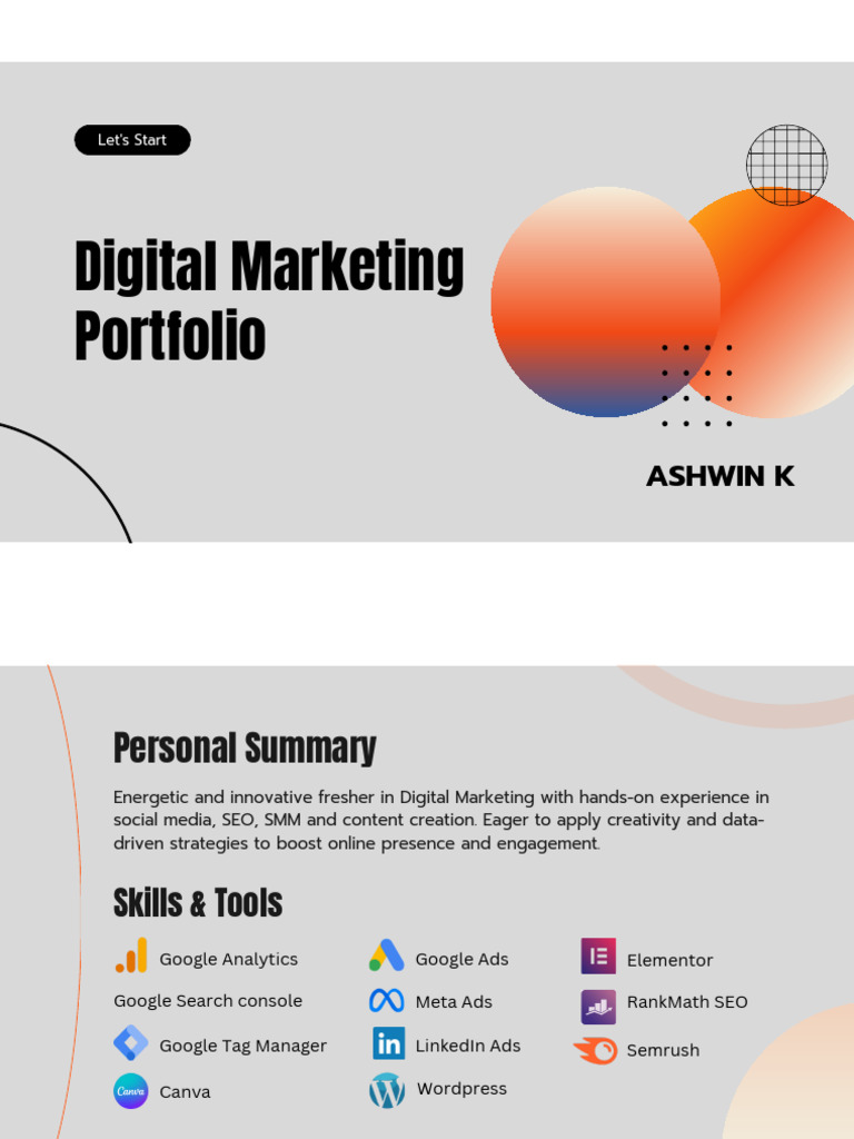 Digital marketing portfolio PDF