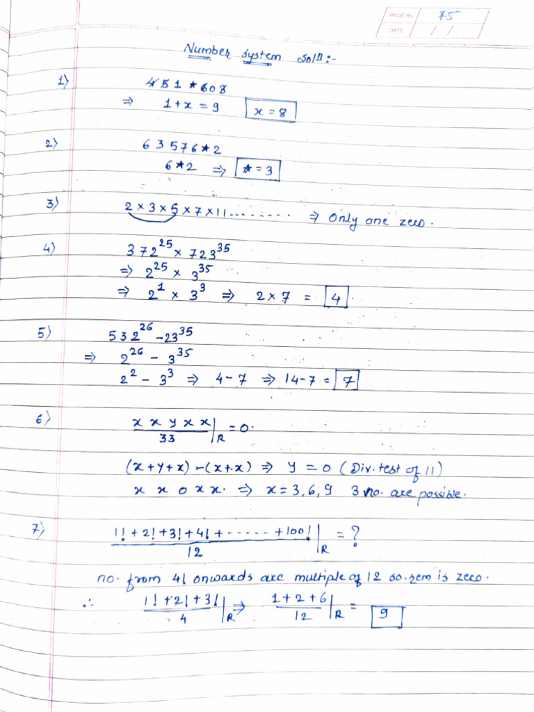 Number System Solutions | PDF