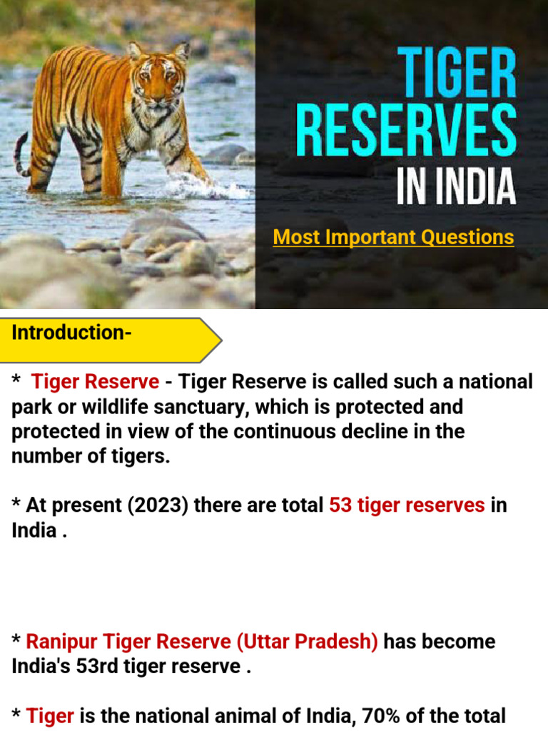 Tiger Reserve in India | PDF