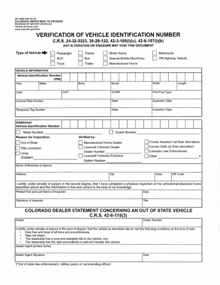 Verification of vehicle identification number form pdf pdf