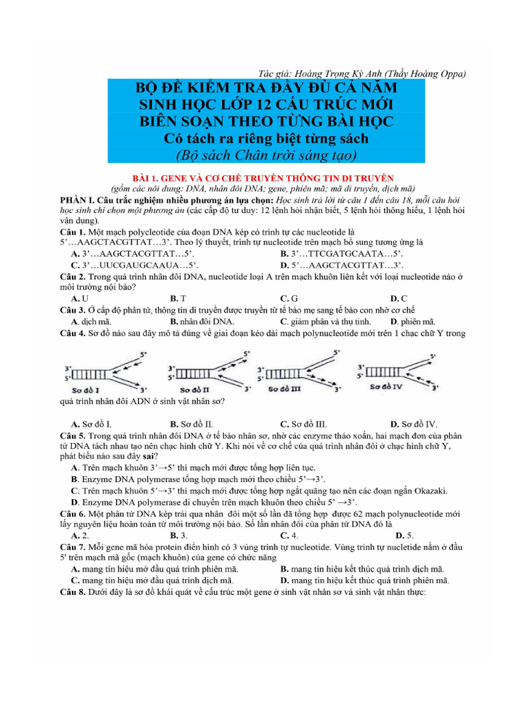 Bo de Kiem Tra Cau Truc Moi Sinh 101112 CA Nam | PDF