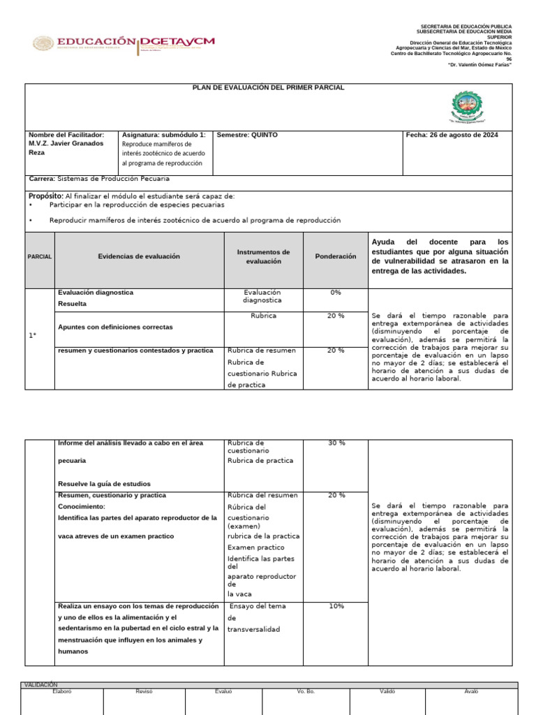 Formato - Plan de Evaluación 5 | PDF | Evaluación