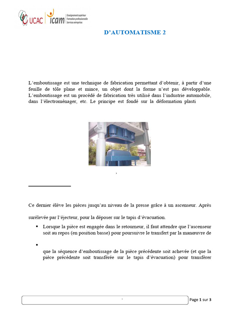 Examen Dautomatisme 2 - S2 | PDF