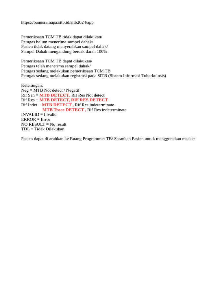Interpretasi Hasil TCM TB dan Prosedur | PDF