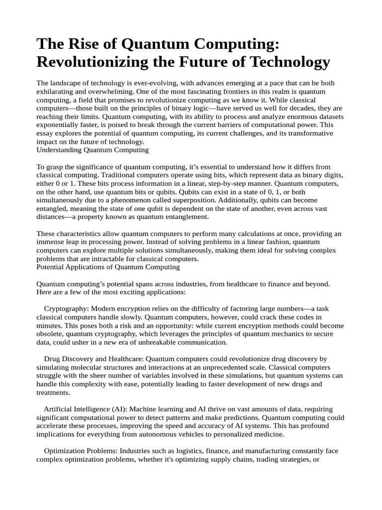 The Rise of Quantum Computing: Revolutionizing The Future of Technology ...