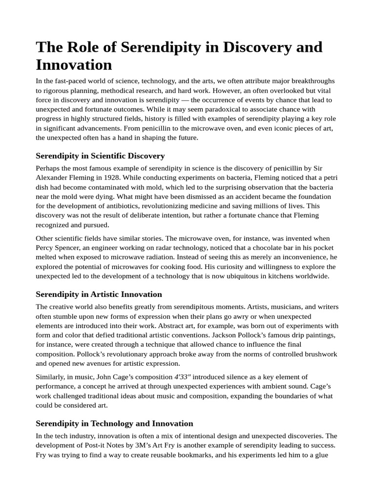 The Role of Serendipity in Discovery and Innovation | PDF