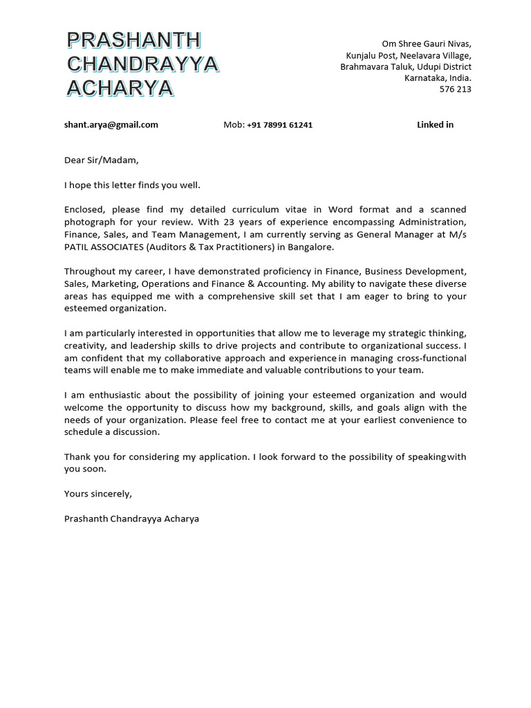 Prashanth COVER LETTER PDF