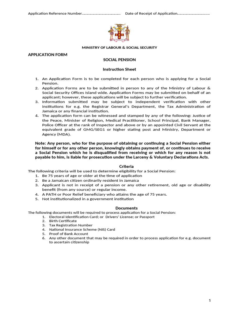 Application Form For Social Pensions 1.1 | PDF