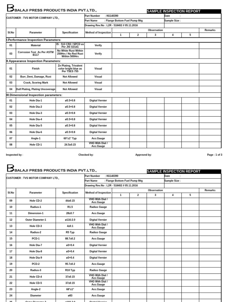 I.Performance Inspection Parameters | PDF
