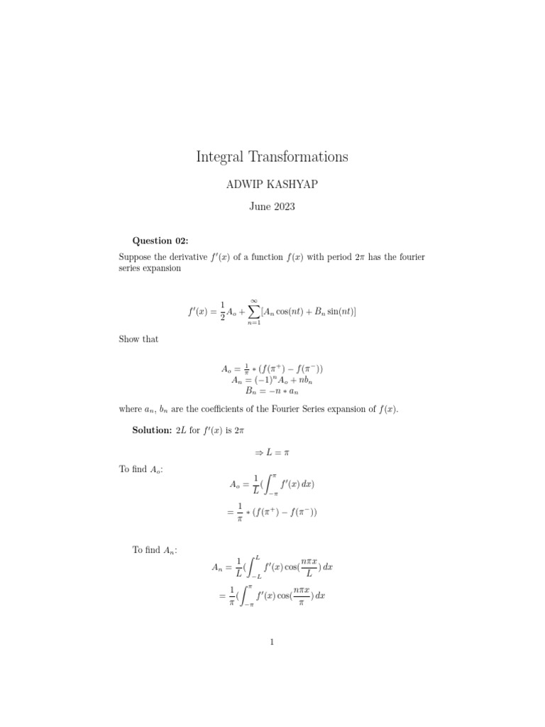 Fourier Series and Integral Transformations | PDF | Mathematical ...