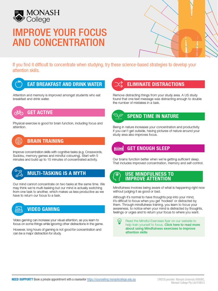 Monash College Improve Your Focus | PDF