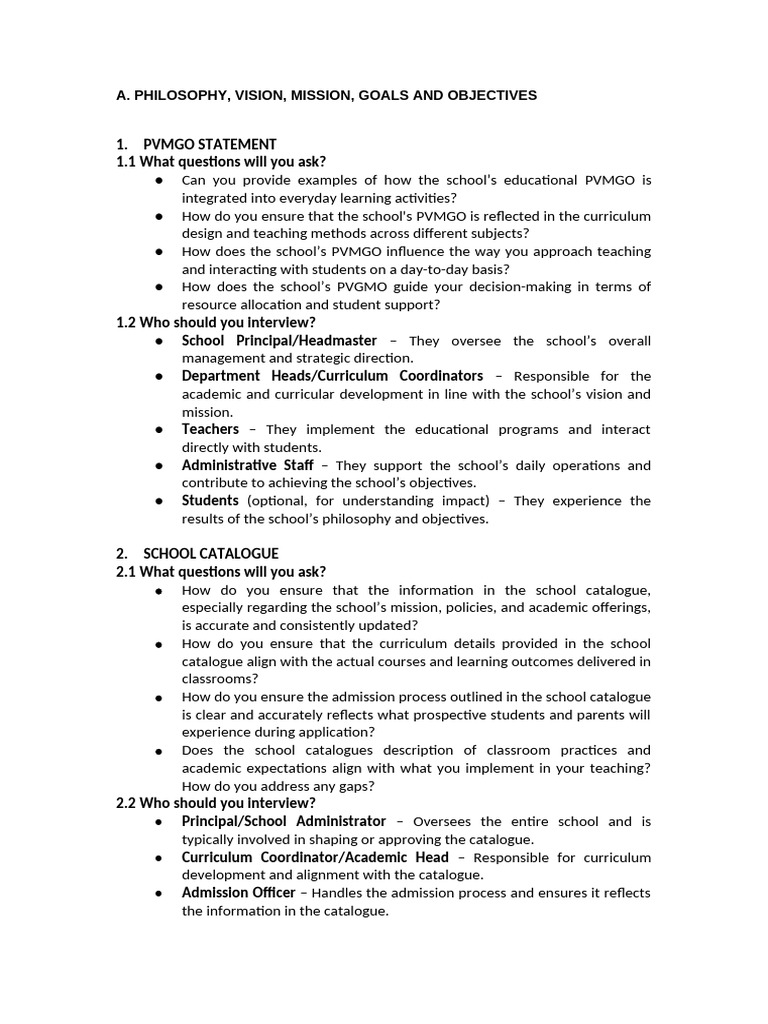 A. Philosophy, Vision, Mission, Goals and Objectives | PDF