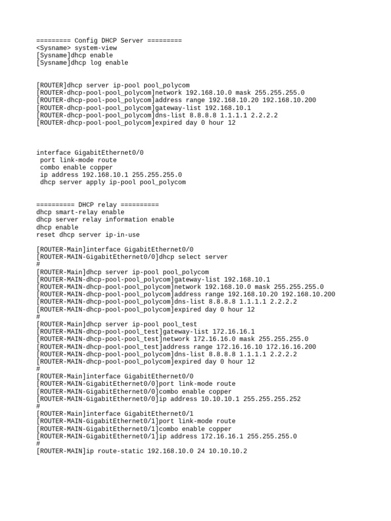 DHCP Config | PDF