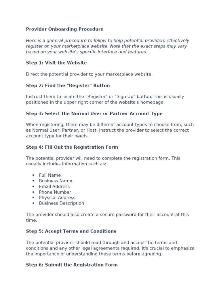 Provider Onboarding Steps Guide | PDF | Email Address | Cyberspace