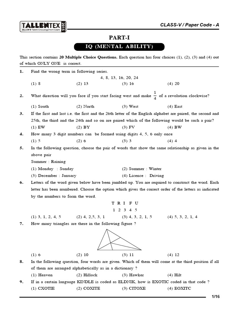 Mental Ability A | PDF