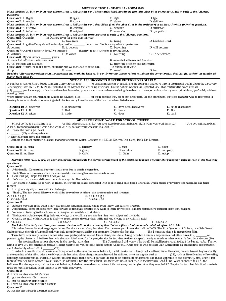 Test 8 - HS | PDF