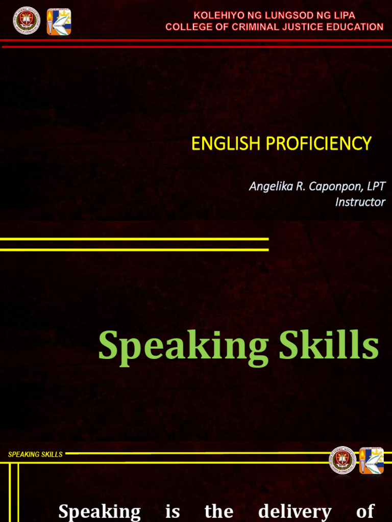 Lesson 3 English Proficiency Speaking Skills | PDF