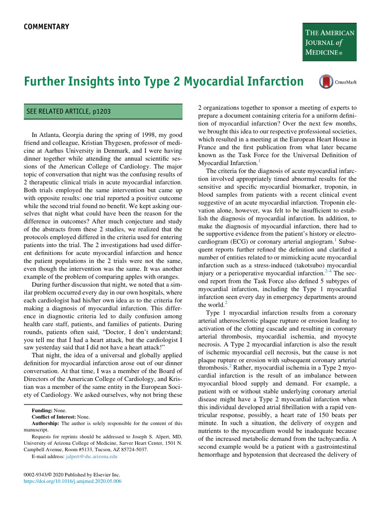 Further Insights Into Type 2 Myocardial Infarction | PDF