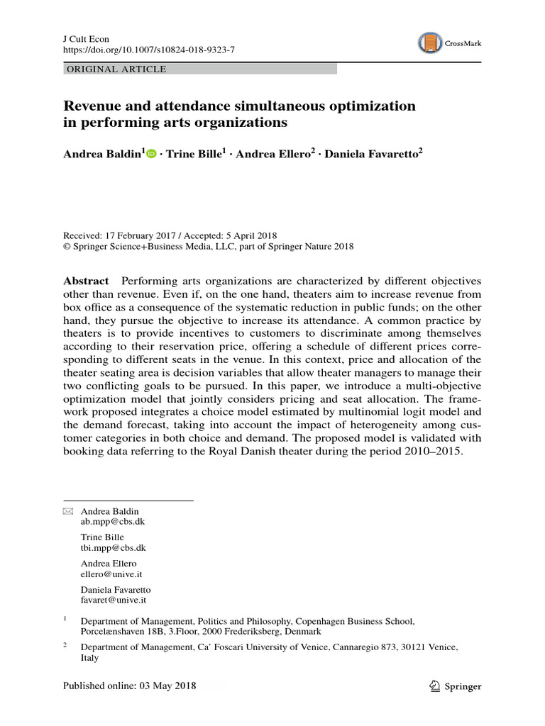 Revenue and Attendance Simultaneous Optimization | PDF