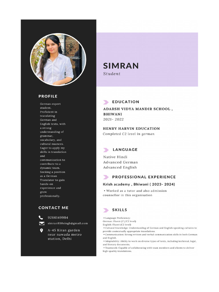 Simran Chaudhary CV | PDF