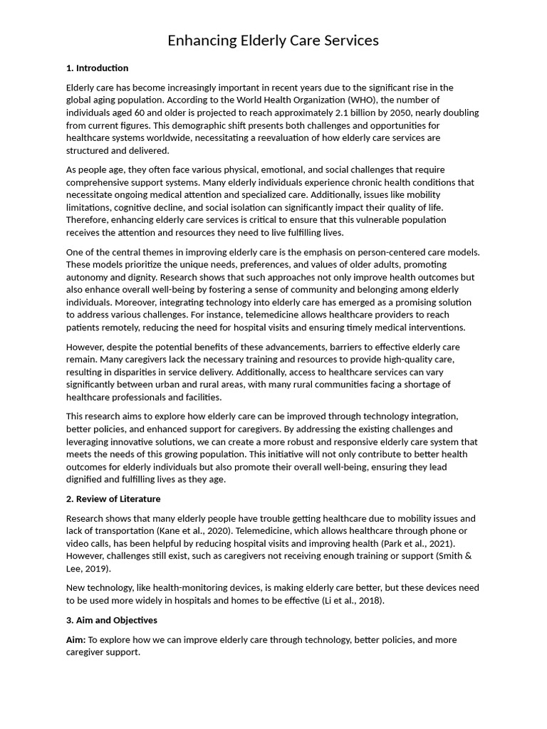 Enhancing Elderly Care Service | PDF | Elderly Care | Self-Improvement