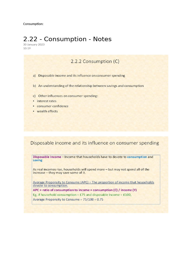 Consumption | PDF