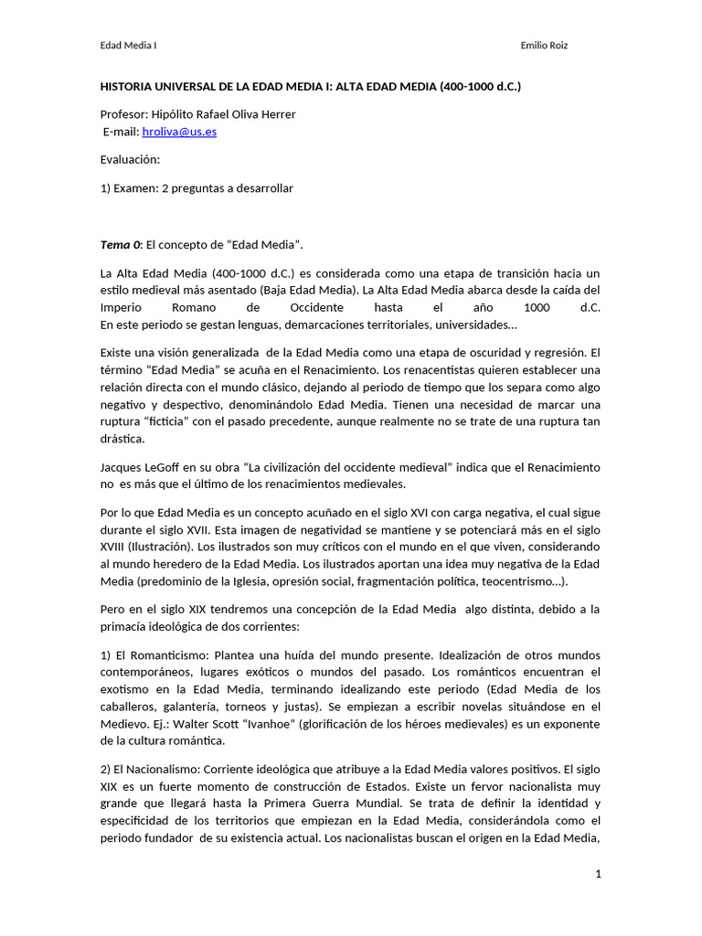 Historia Universal de La Edad Media I | PDF | Edades medias | Historia