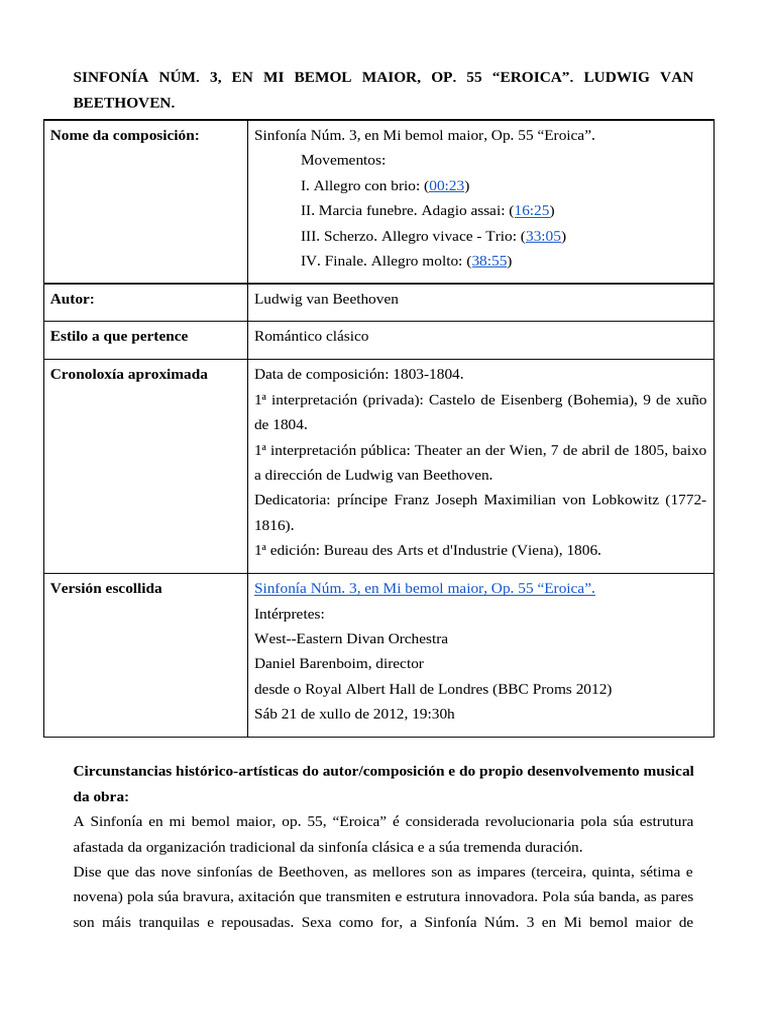 Sinfonía Núm. 3, en Mi Bemol Maior, Op | PDF