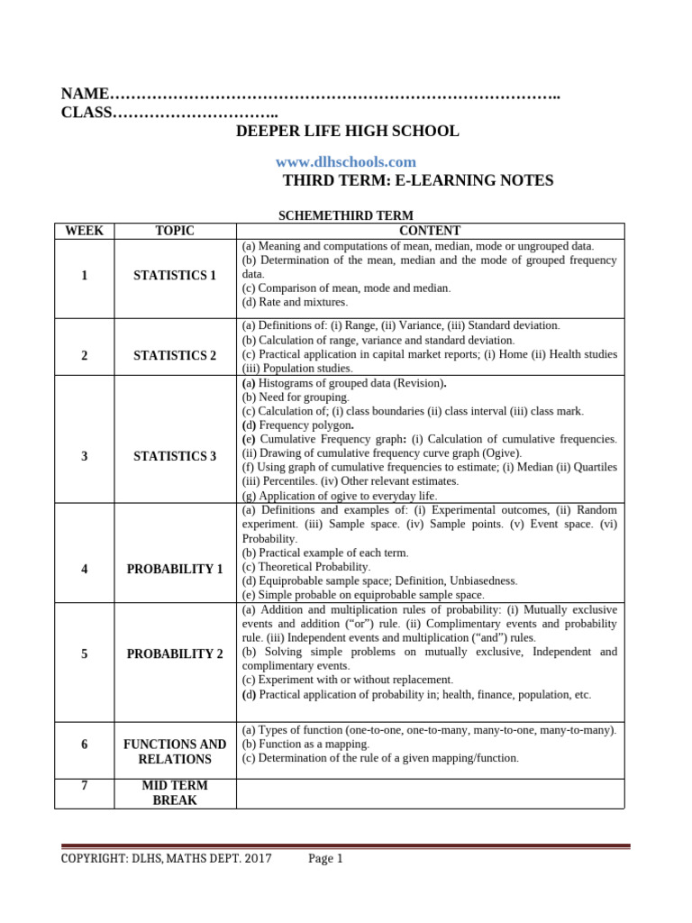 SS 2 Gen Maths 3RD Term E-Notes 2017. | PDF | Euclidean Vector ...