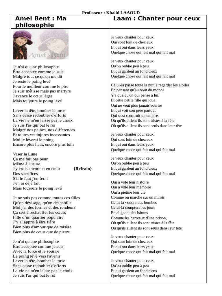 Ma Philosophie Et Chanter Pour Ceux Pdf